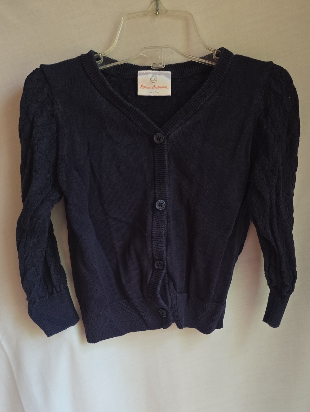 Hanna Andersson Navy Button-Front V-Neck Cardigan